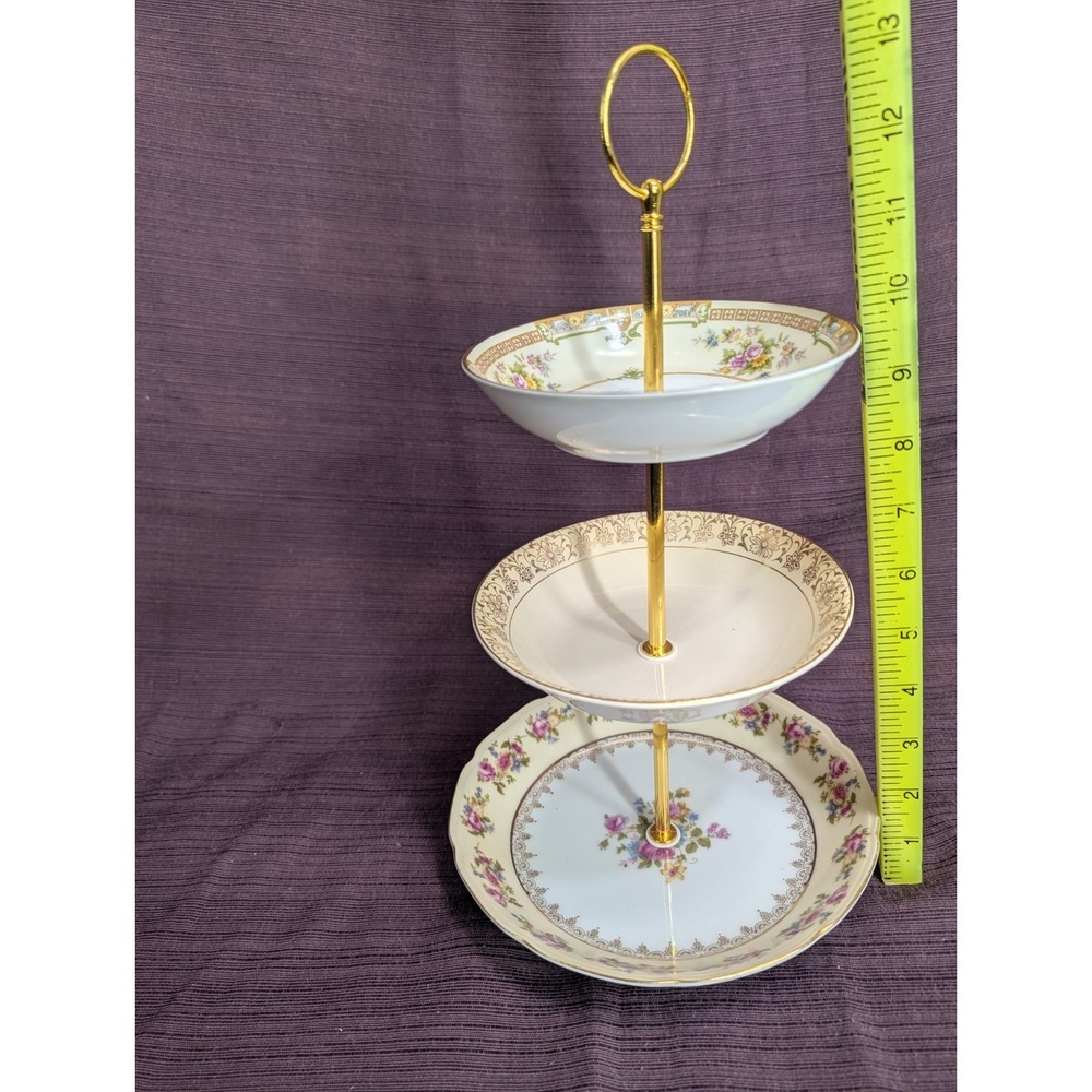 China plate and Bowl 3/2 tier serving tray set - Handmade in Montana ! - Picture 10 of 16